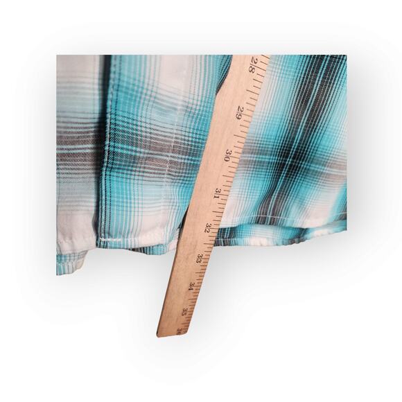 Dixxon Men’s Dog Town Blue Plaid Short Sleeve Flannel Shirt 3X Shop Style Casual - Picture 8 of 9